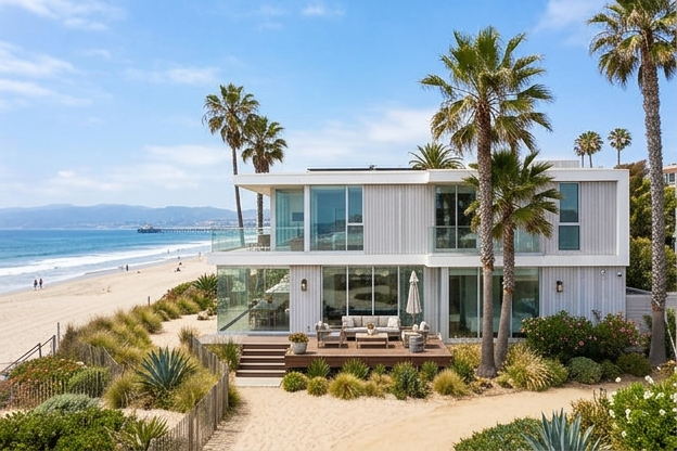 Coastal beach house with elevated deck