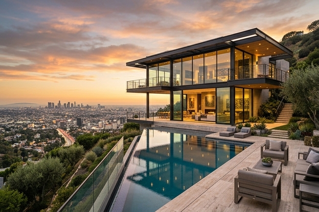 Contemporary glass and concrete home