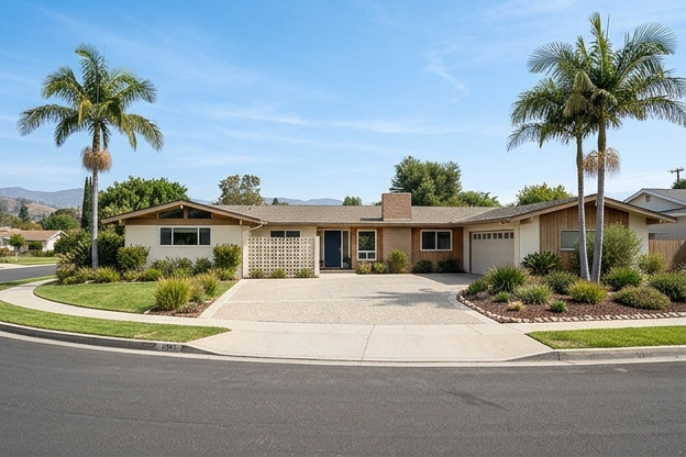 Traditional ranch-style home with wide driveway